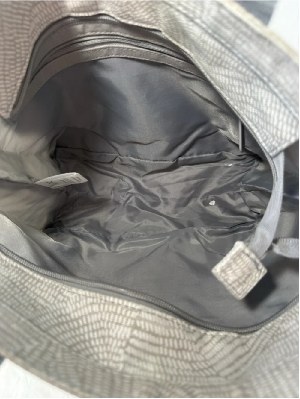 Thirty One bag Canvas Tote small grey cream new small zip top new